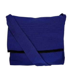 Navy Blue Cotton Jhola Bag (Unisex, Size 15″)