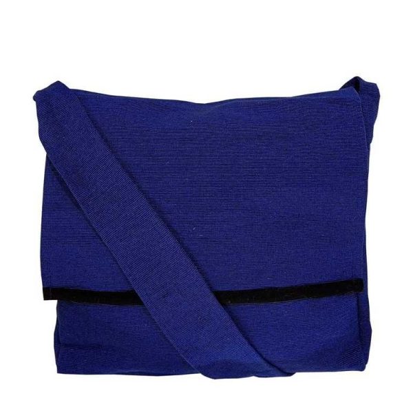 Navy Blue Cotton Jhola Bag (Unisex, Size 15″)