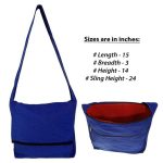 Navy Blue Cotton Jhola Bag (Unisex, Size 15″)