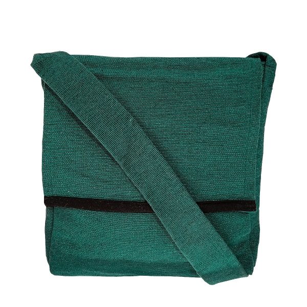 Green Cotton Sling Bag (Unisex, Size 12″)