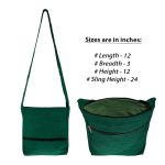 Green Cotton Sling Bag (Unisex, Size 12″)