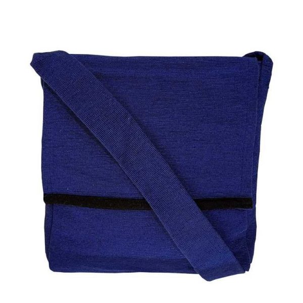 Navy Blue Cotton Sling Bag (Unisex, Size 12″)