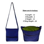 Navy Blue Cotton Sling Bag (Unisex, Size 12″)